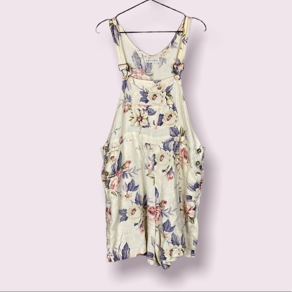 Vintage Pants & Jumpsuits Vintage Floral Linen Overalls Poshmark